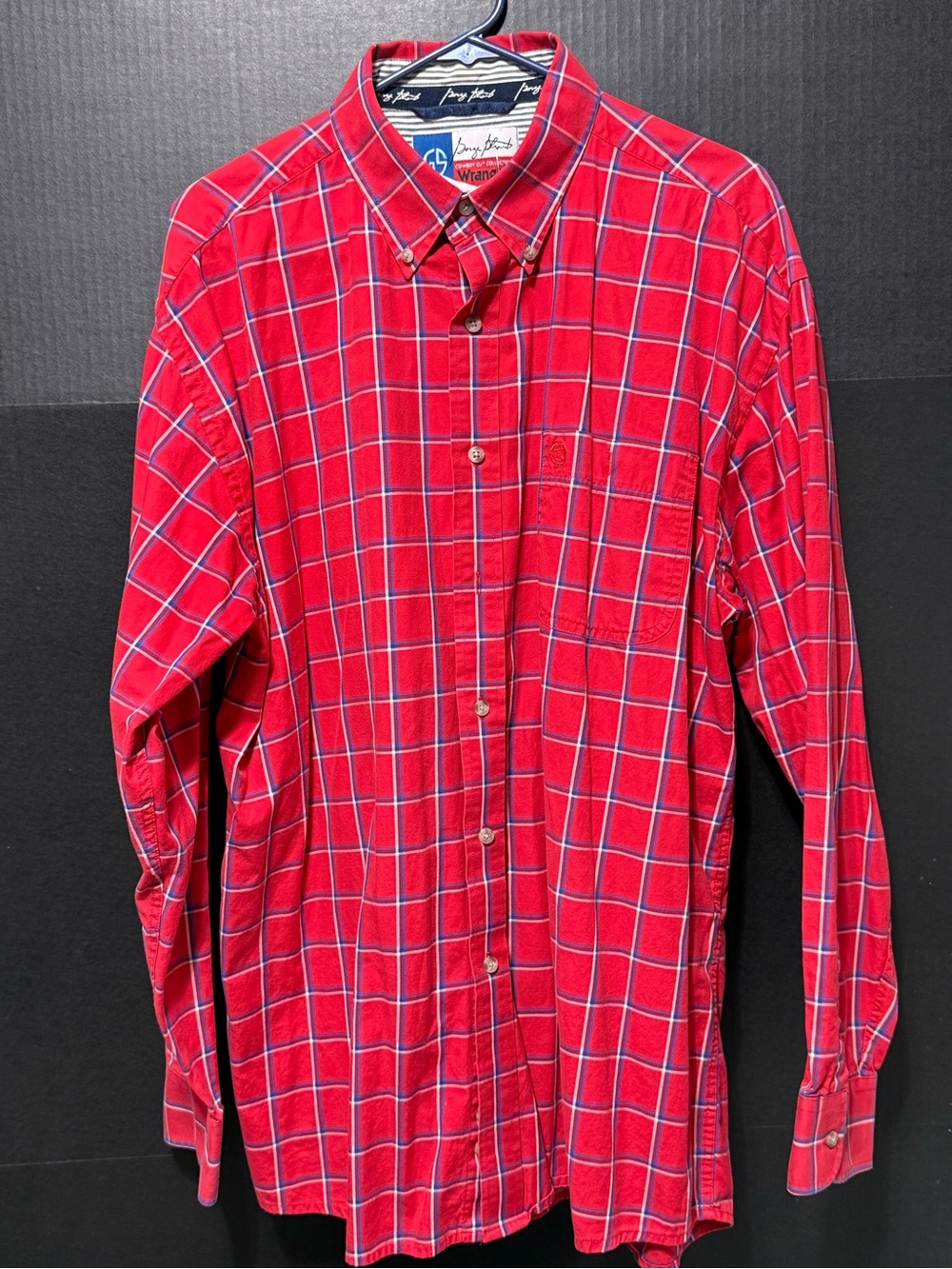 🪎 Wrangler George Strait Cowboy Cut Red Plaid Button Down Shirt